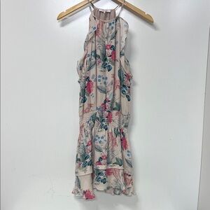 Parker Floral Halter Mini Dress, XS, Key Hole Neck line